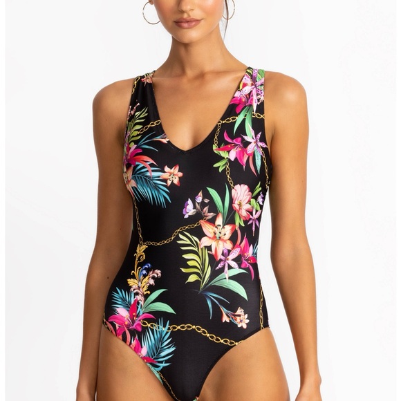 Johnny Was 2-in-1 reversible One Piece NWT Swimsuit leopard or tropical brights - Picture 2 of 16
